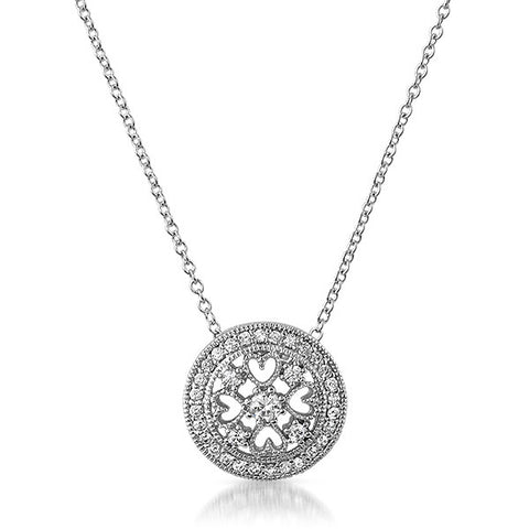 Ornate Fine Silver CZ Medallion Necklace Set