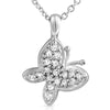 Silver CZ Small Butterfly Charm Necklace Set