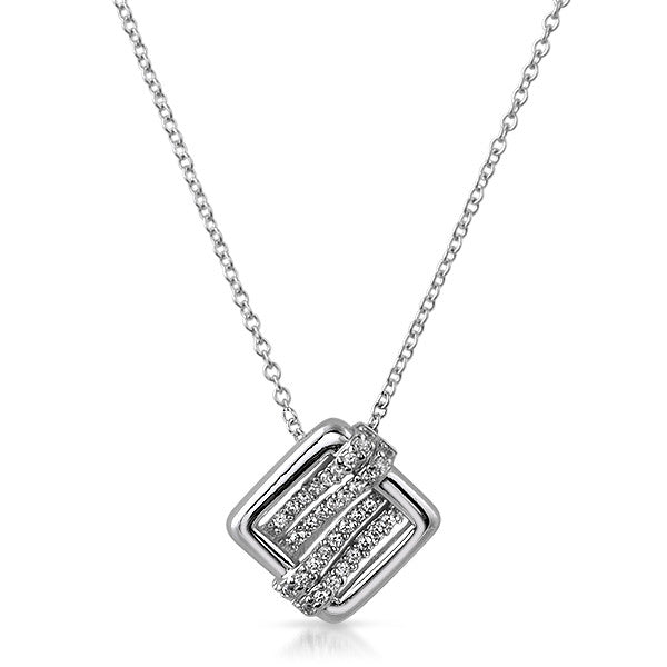 Sterling Silver Modern CZ Pendant Chain Set