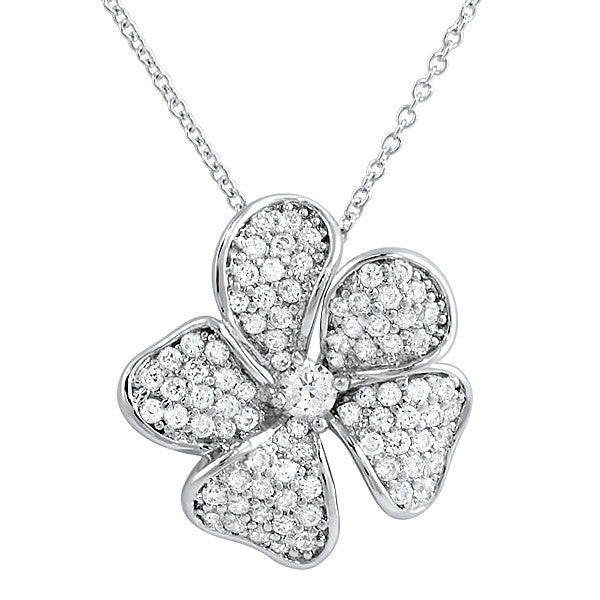 Sterling Silver Signity CZ Hawaiian Flower Necklace