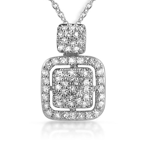 925 Silver Signity CZ Cushion Pendant Set