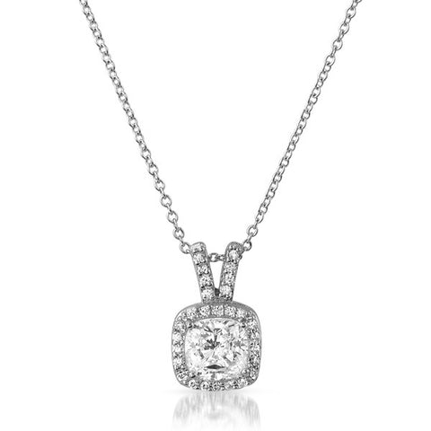 Silver Cushion Cut CZ Fancy Pendant Set