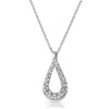 925 Silver CZ Pave Hollow Teardrop Necklace