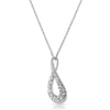 925 Silver CZ Pave Hollow Teardrop Necklace
