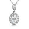 925 Silver Simulated Diamond Oval Pendant Set