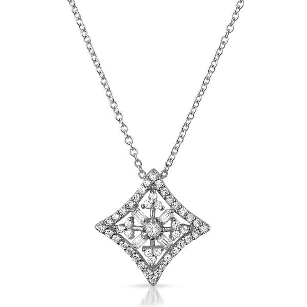 Sterling Silver CZ Kite Medallion Necklace Set