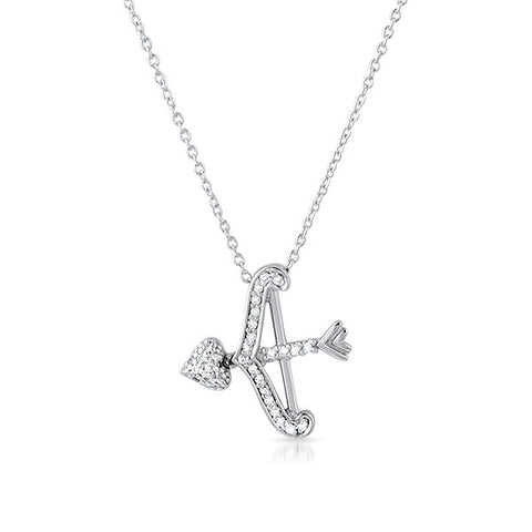 Sterling Silver CZ Cupid's Arrow Necklace