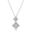 Silver Modern Bamboo CZ Drop Necklace