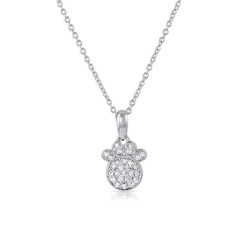 Petite CZ Dog Paw CZ Necklace Set