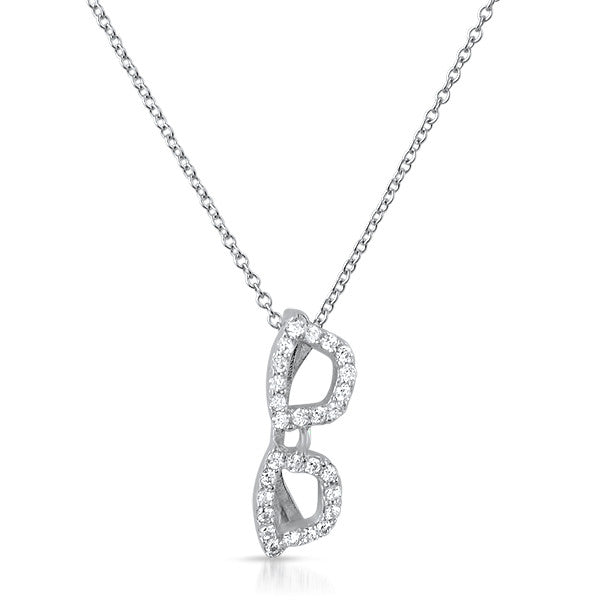 Silver CZ Sunglasses Fashion Necklace