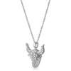 Silver CZ Pave Set Bull Pendant Chain Set