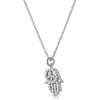 CZ Peace Symbol Hamsa Silver Necklace