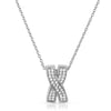 Sterling Silver Modern X Shape CZ Pendant Set