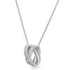 Sterling Silver Modern X Shape CZ Pendant Set