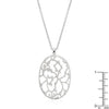 Matte Silver Tone Oval Floral Necklace