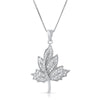 Silver Cubic Zirconia Maple Leaf Necklace Set