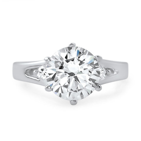 2.60 CTW Modern Sterling Silver 3 Stone CZ Ring