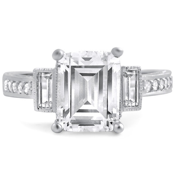 Fancy Emerald Cut Sterling Silver Cocktail Ring