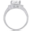 Fancy Emerald Cut Sterling Silver Cocktail Ring