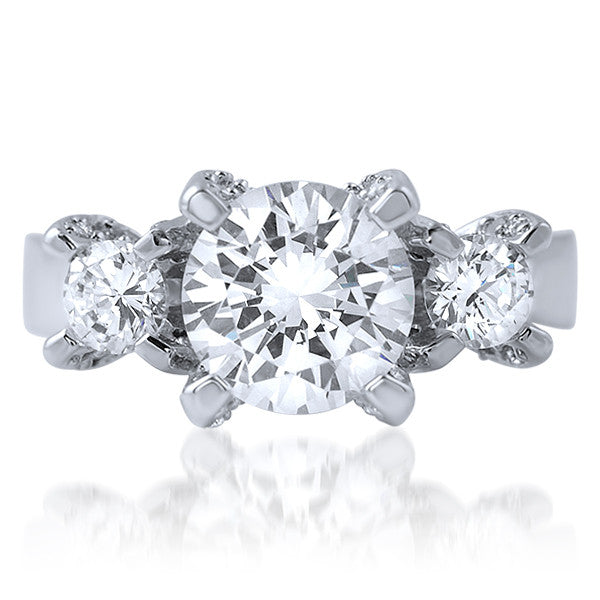 2.75 CTW 3 Stone Engagement Ring in Tulips Setting