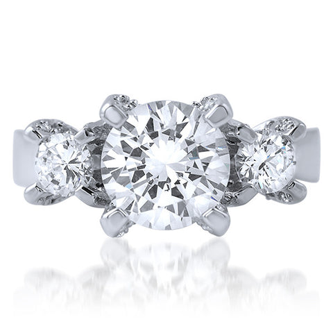 2.75 CTW 3 Stone Engagement Ring in Tulips Setting