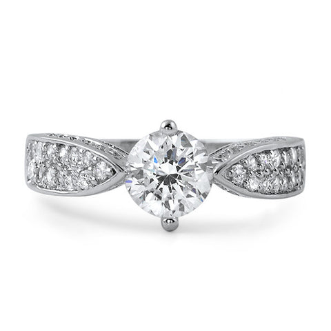 1.26 CTW Unique Silver CZ Engagement Ring