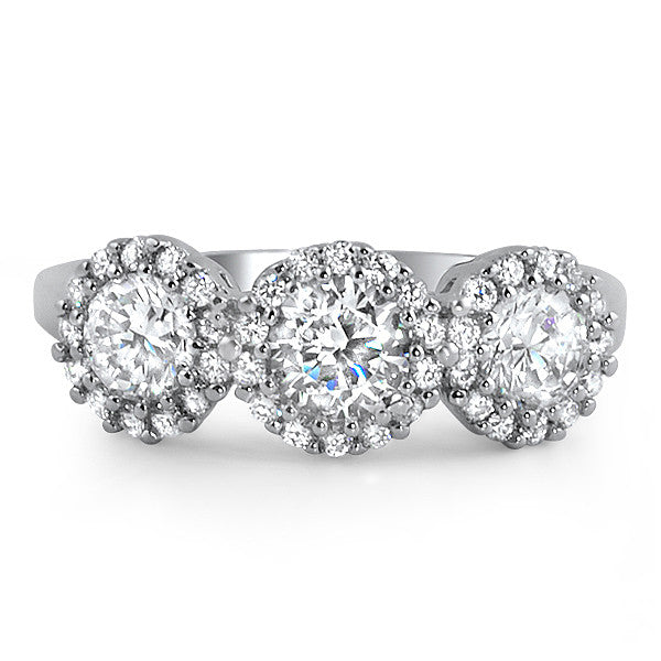 Silver 3 Stone Signity CZ Vintage Engagement Ring