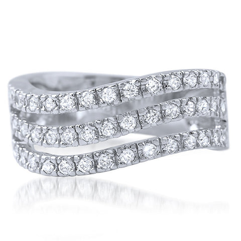 1.45 CTW Wave Design Silver CZ Fashion Ring