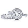 2.5 CTW Silver Bezel Set Halo Wedding Ring Set