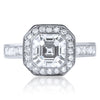 3.35 CTW Asscher Cut CZ Halo Right Hand Ring