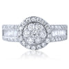 2.45 CTW Cluster CZ Halo Ring With Baguette Accents