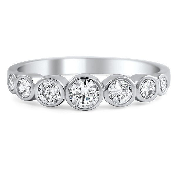 Graduating CZ Bezel Set Sterling Silver Ring