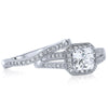 2.35 CTW Radiant Cut Silver CZ Engagement Set