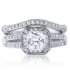 2.35 CTW Radiant Cut Silver CZ Engagement Set