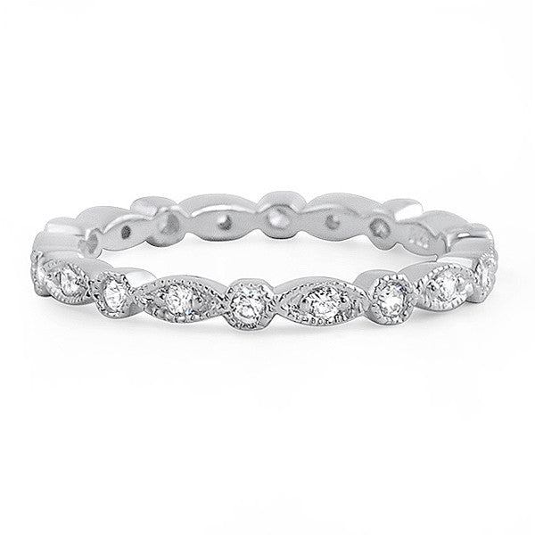 Silver Signity CZ Fancy Eternity Ring Stackable