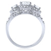 2 CTW 3 Stone Oval Cut Halo CZ Engagement Ring