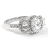 2 CTW 3 Stone Oval Cut Halo CZ Engagement Ring