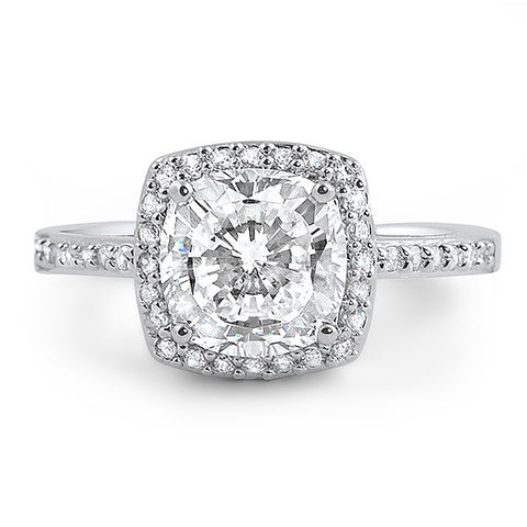 1.7 Carat Cushion Cut Flawless CZ Halo Ring