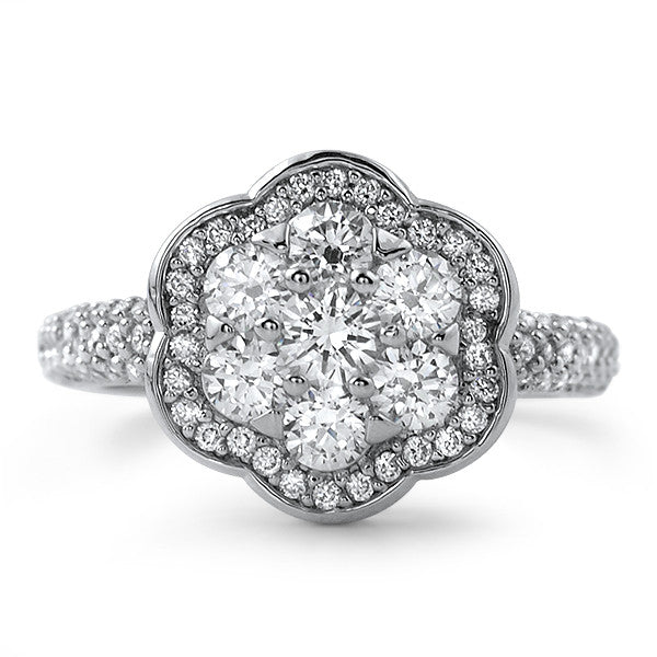 Silver CZ Cluster Flower Fashion Ring