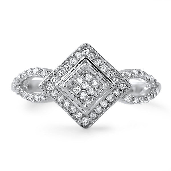 Silver CZ Micropave Womens Fashion Ring