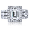 2.10 CTW Fancy Emerald Cut CZ Engagement Ring