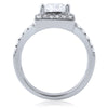 2.10 CTW Fancy Emerald Cut CZ Engagement Ring