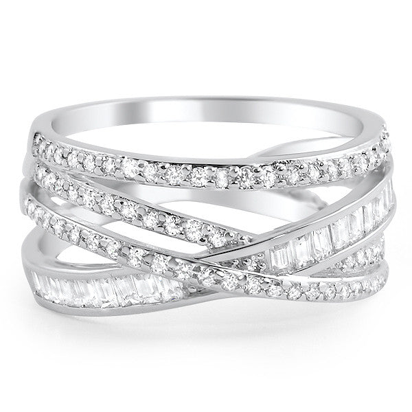 925 Silver Interwoven Signity CZ Fashion Ring