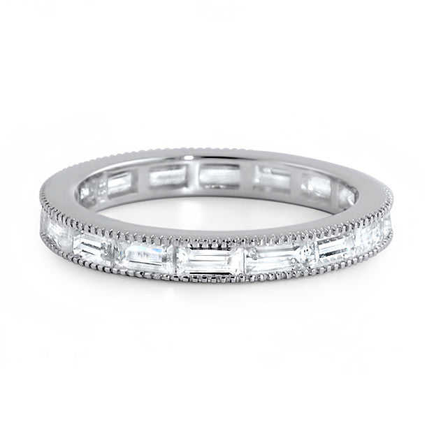 CZ Baguette Fancy Channel Set Eternity Band