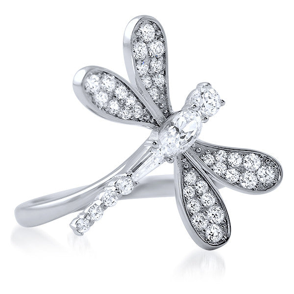 Sterling Silver Dragonfly CZ Fashion Ring