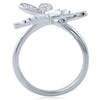Sterling Silver Dragonfly CZ Fashion Ring