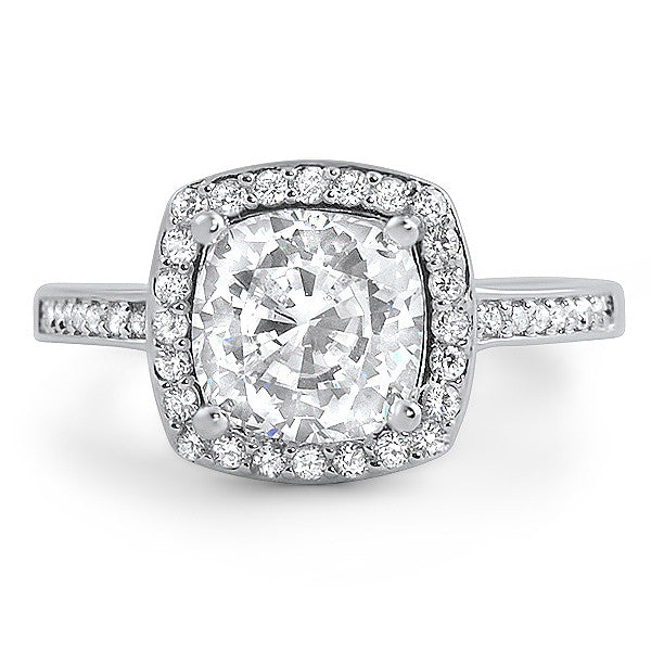 2.5 Carat Cushion Cut Flawless CZ Halo Ring
