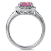 Pink CZ Halo Sterling Silver Fashion Ring
