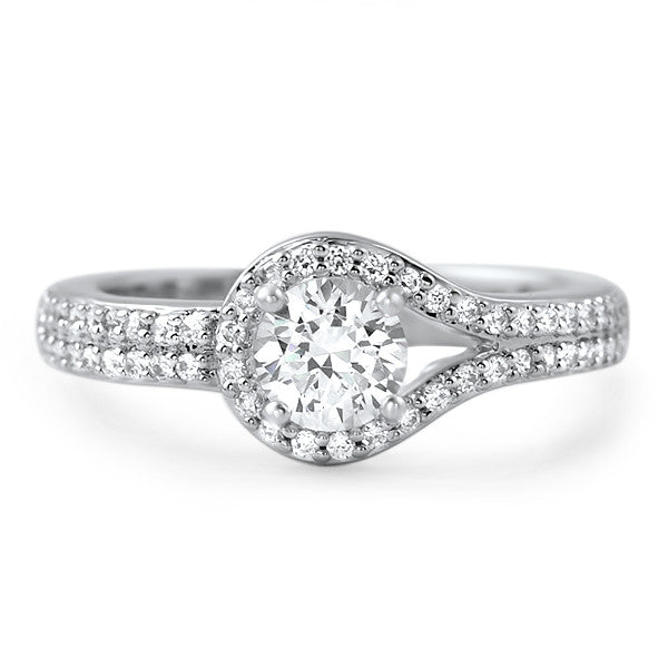 Sterling Silver CZ Hitch Lock Promise Ring