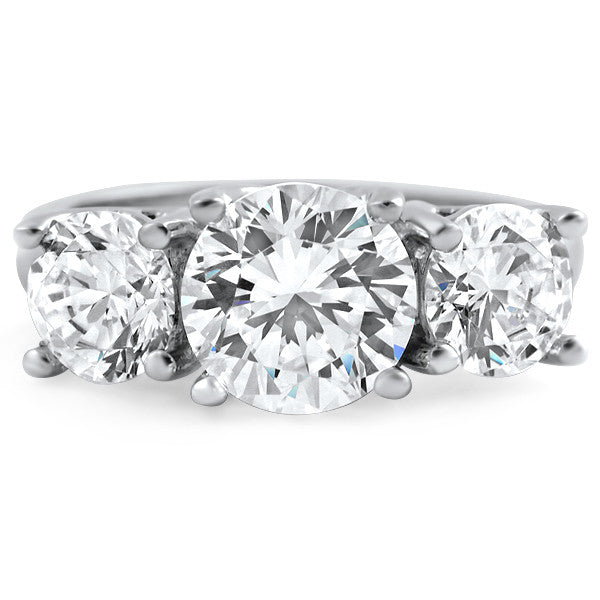 Silver Modern Heart Setting 3 Stone CZ Ring